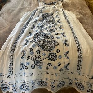 Venus blue & white linen dress